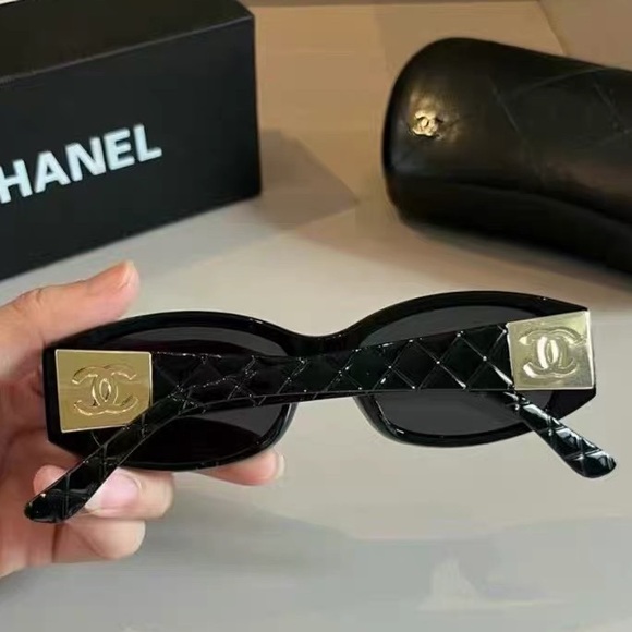 CHANEL Sunglasses in Black with Gold Details - Picture 1 of 7